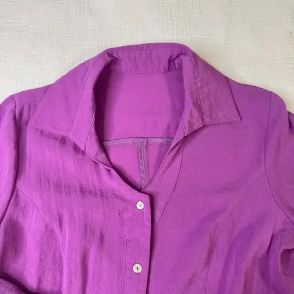 Fridaze Linen Button Blouse Purple Women’s XS Lagenlook Resort Coastal Vacation - Picture 8 of 15
